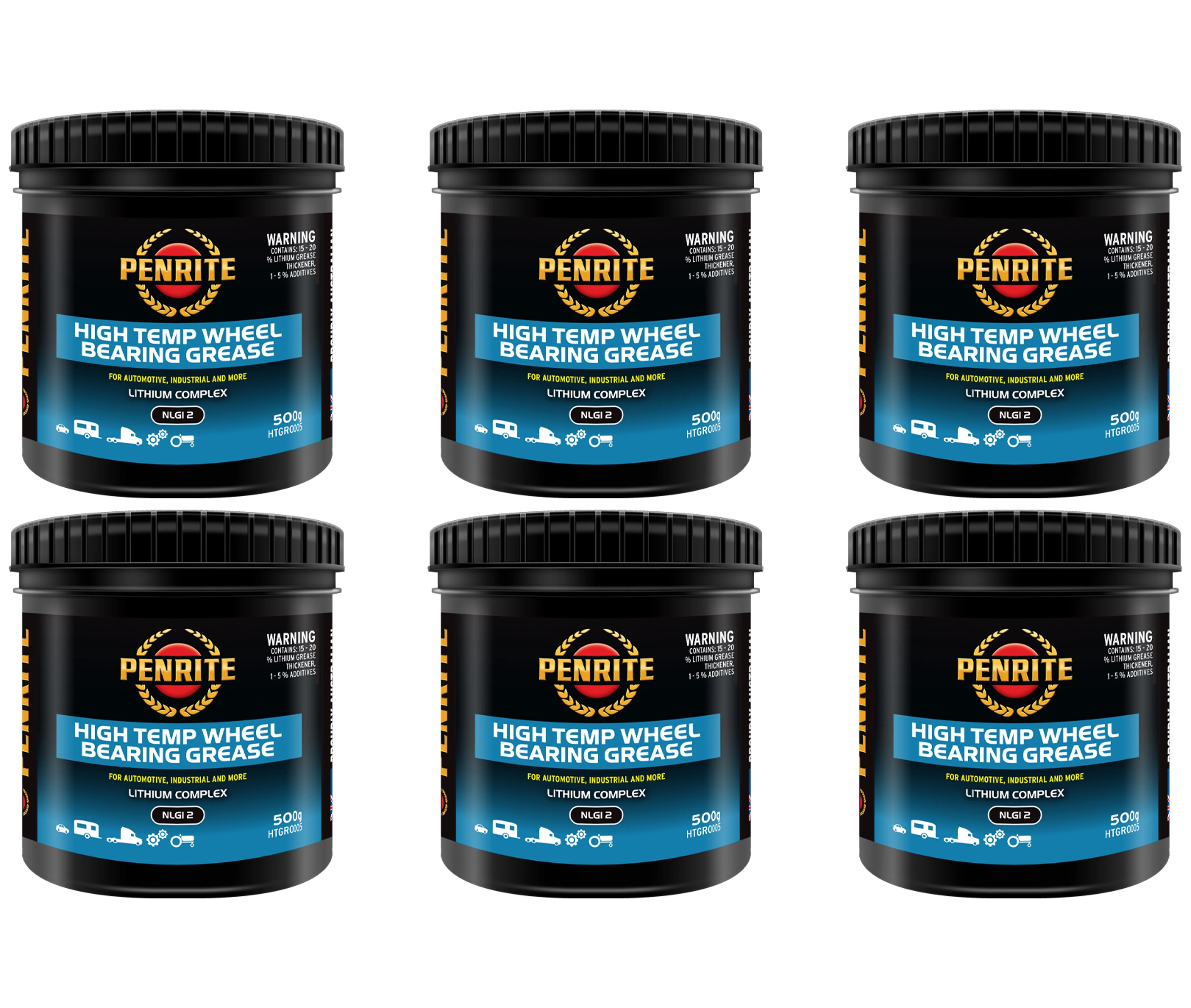 6 x Penrite High Temperature Wheel Bearing Grease 500g - HTGR0005 (Box)