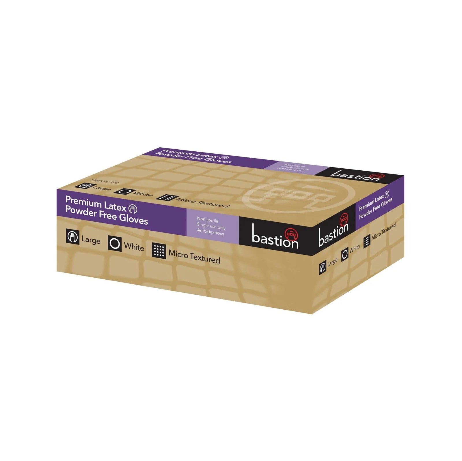 Bastion Powder Free Latex Gloves 1000 Pcs (10 X 100 )- Large