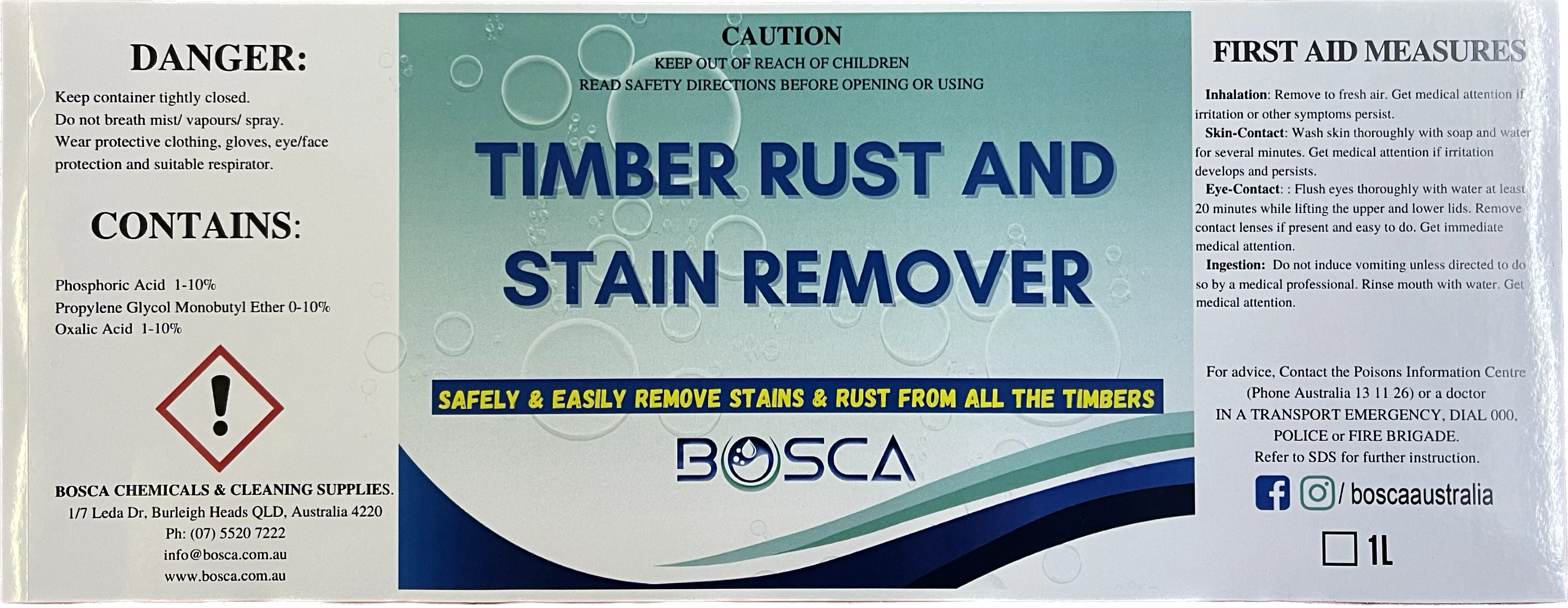 Bosca Timber Rust And Stain Remover 1L - Image 2