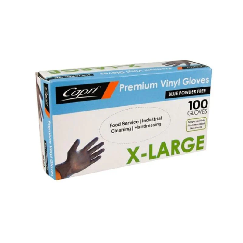 Capri Premium Vinyl Blue Gloves Powder Free X-Large 1000 Pcs (10 X 100pcs) C-GV0017 - Image 2