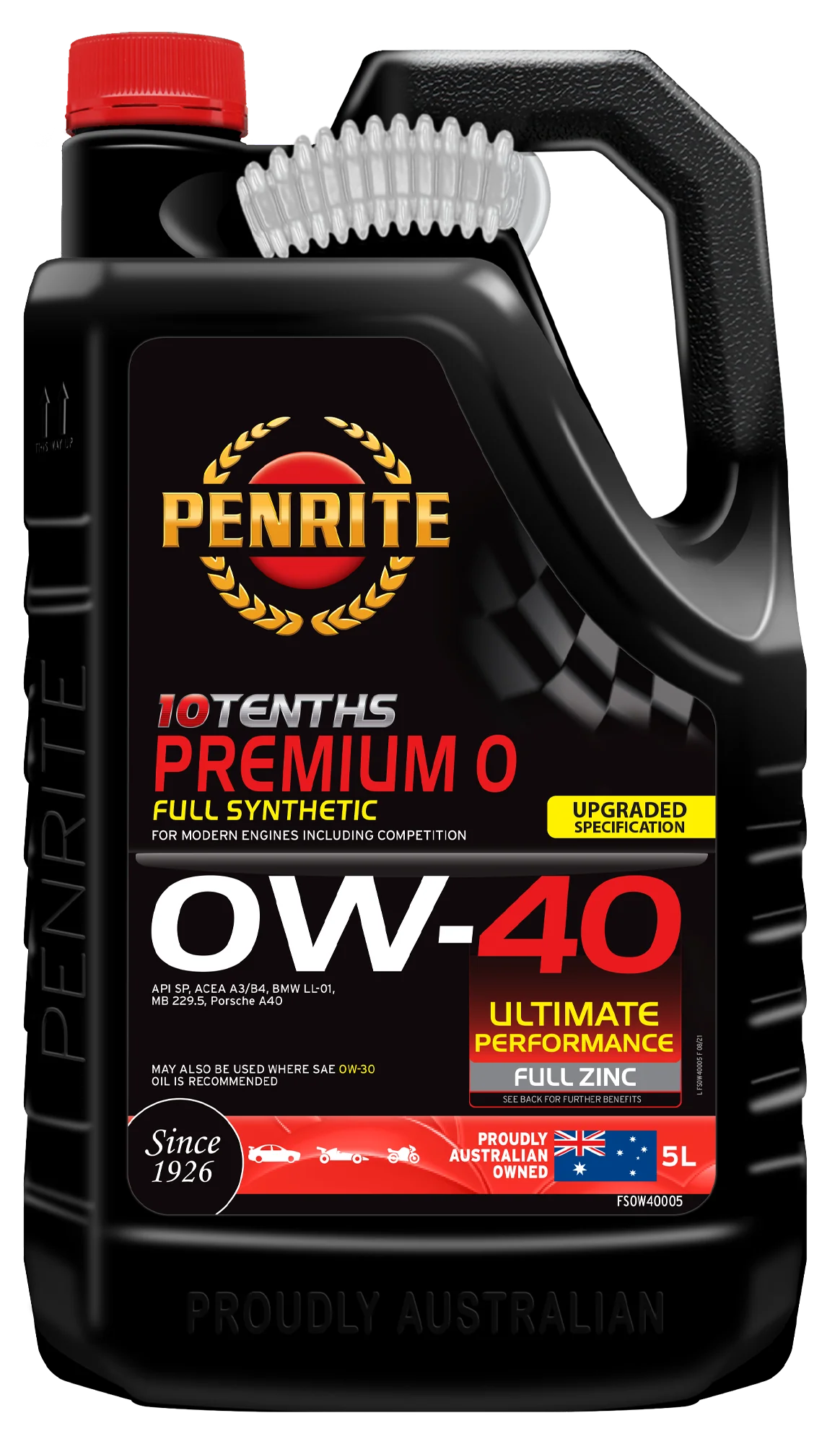 Penrite 10 Tenths Premium 0W-40 Engine Oil 5L - FS0W40005