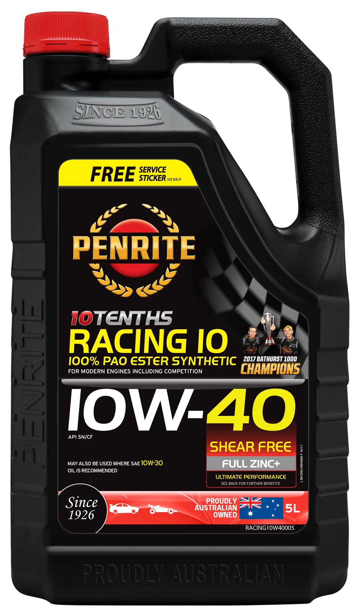 Penrite 10 Tenths Racing 10W-40 Engine Oil 5L - RACING10W40005