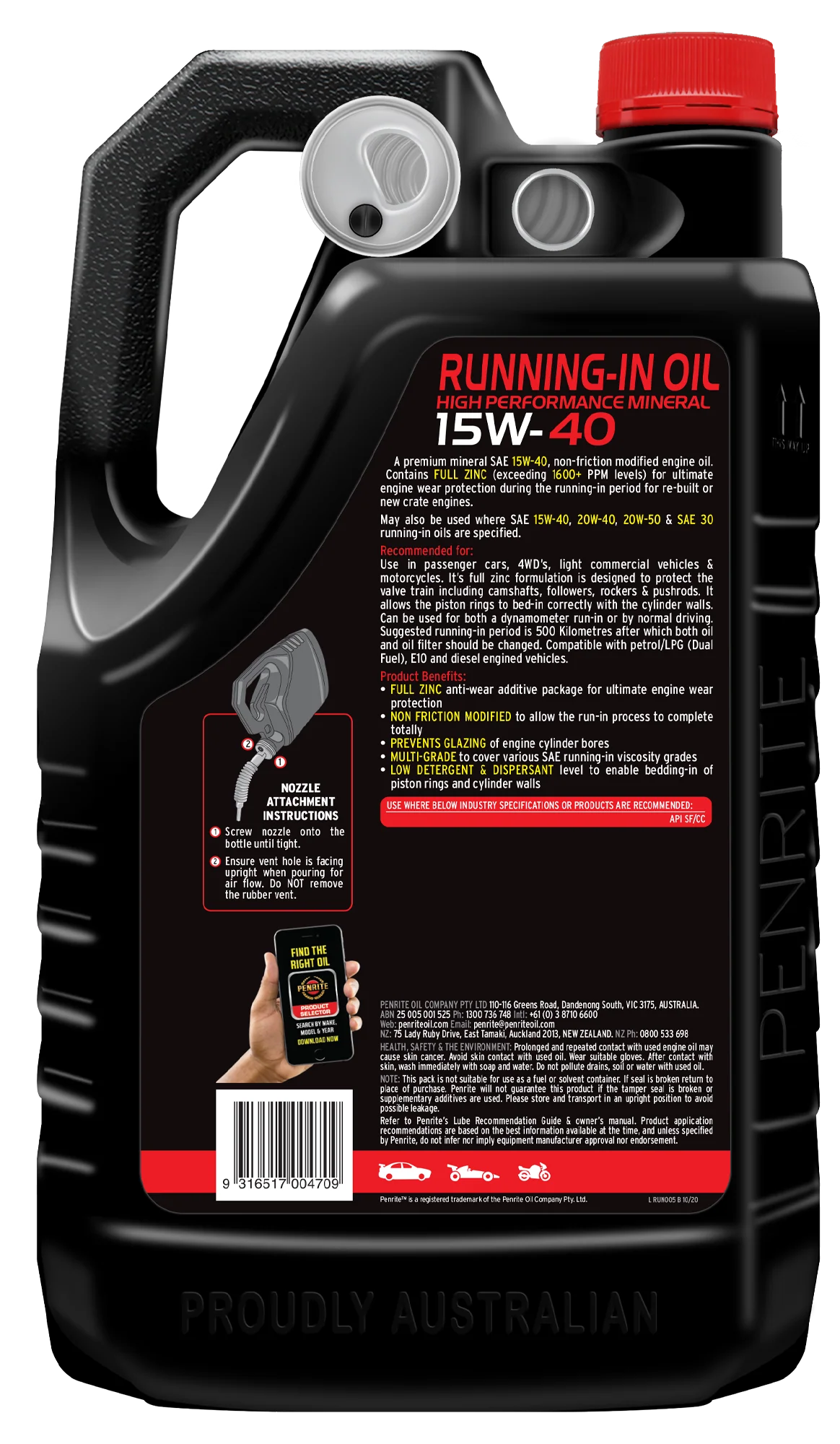 Penrite 10 Tenths Running-In 15W-40 Engine Oil 5L - RUN005 - Image 2