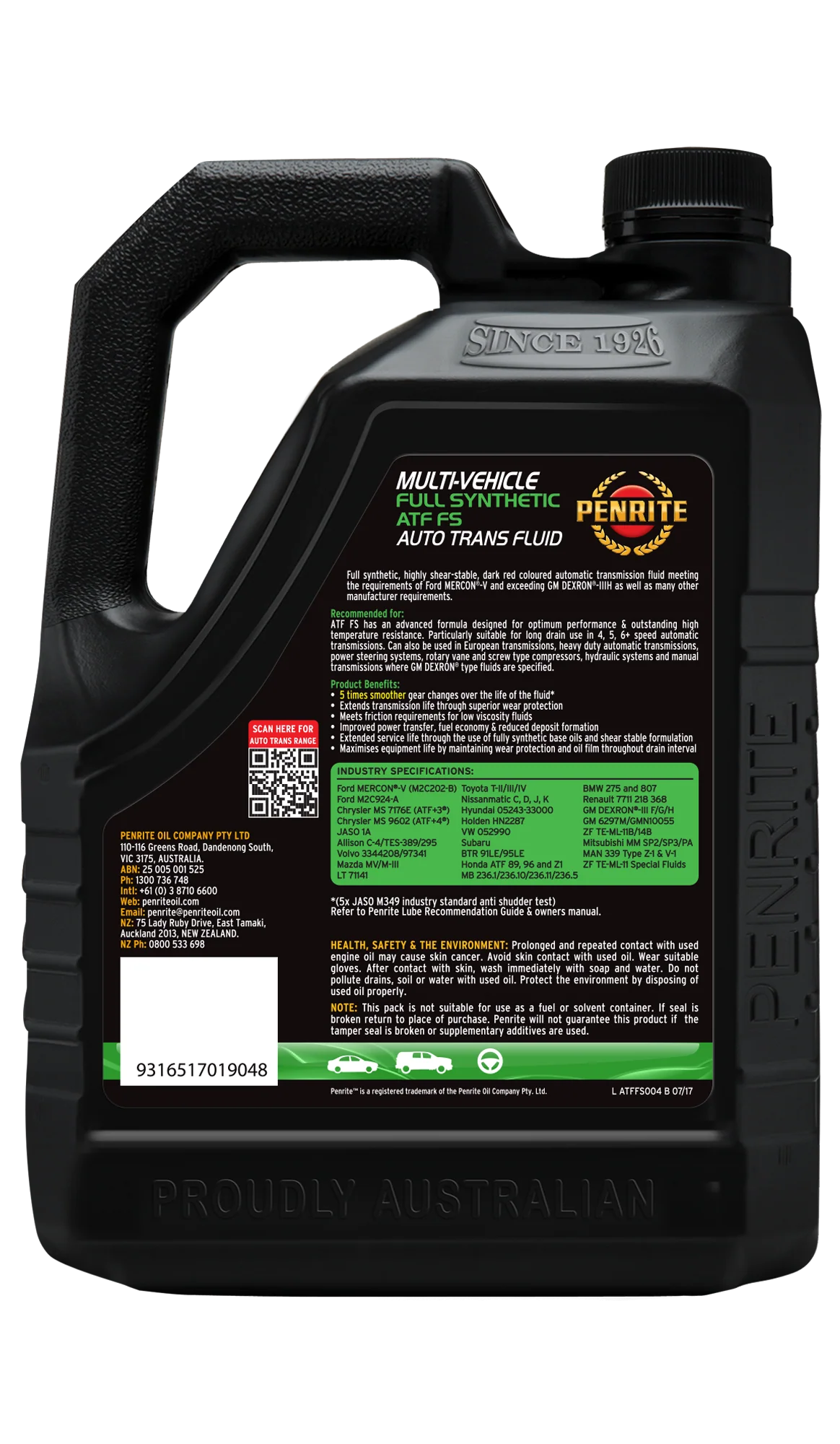 Penrite ATF FS Multi Vehicle Automatic Transmission Fluid 4L - ATFFS004 - Image 2