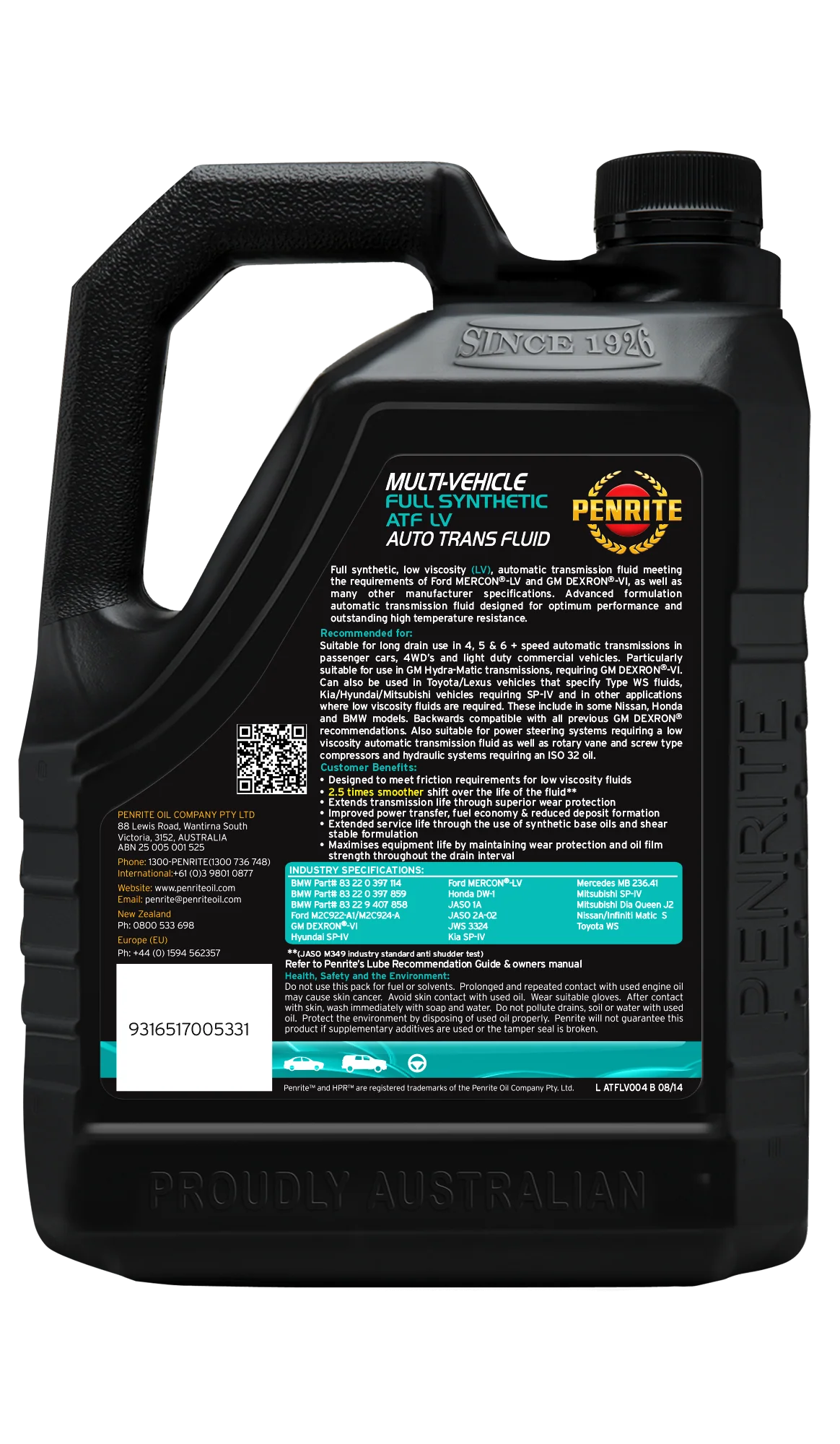 Penrite ATF LV Multi Vehicle Automatic Transmission Fluid 4L - ATFLV004 - Image 2