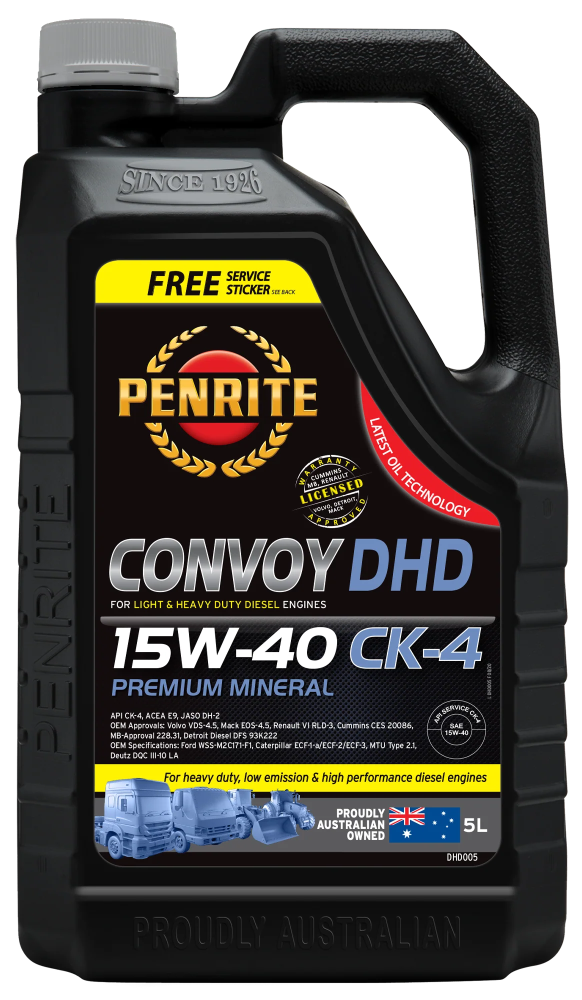 Penrite Diesel HD SAE 15W-40 Cj-4-Sm Engine Oil 5L - DHD005