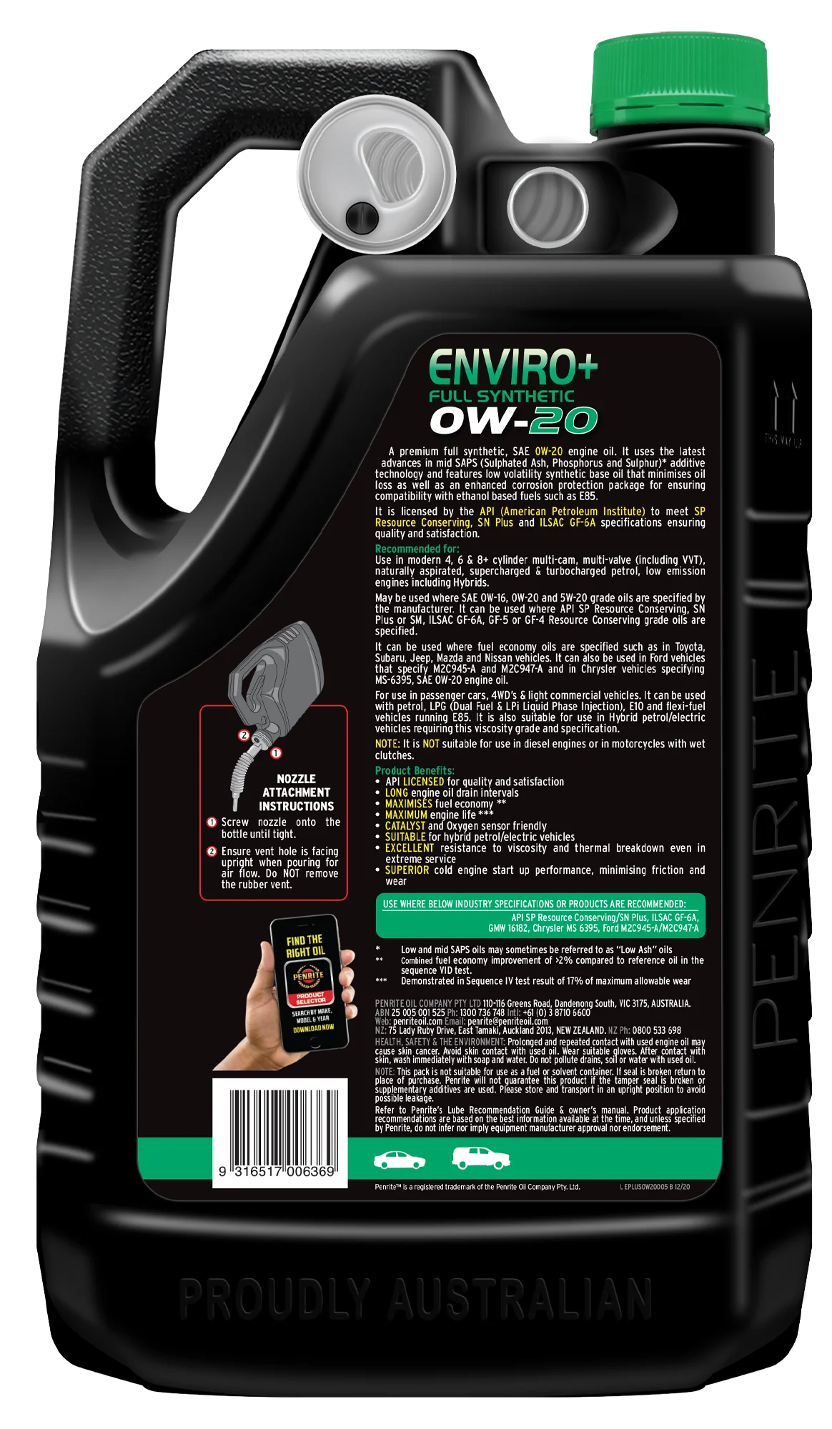 Penrite Enviro+ 0W-20 Engine Oil 5L - EPLUS0W20005 - Image 2