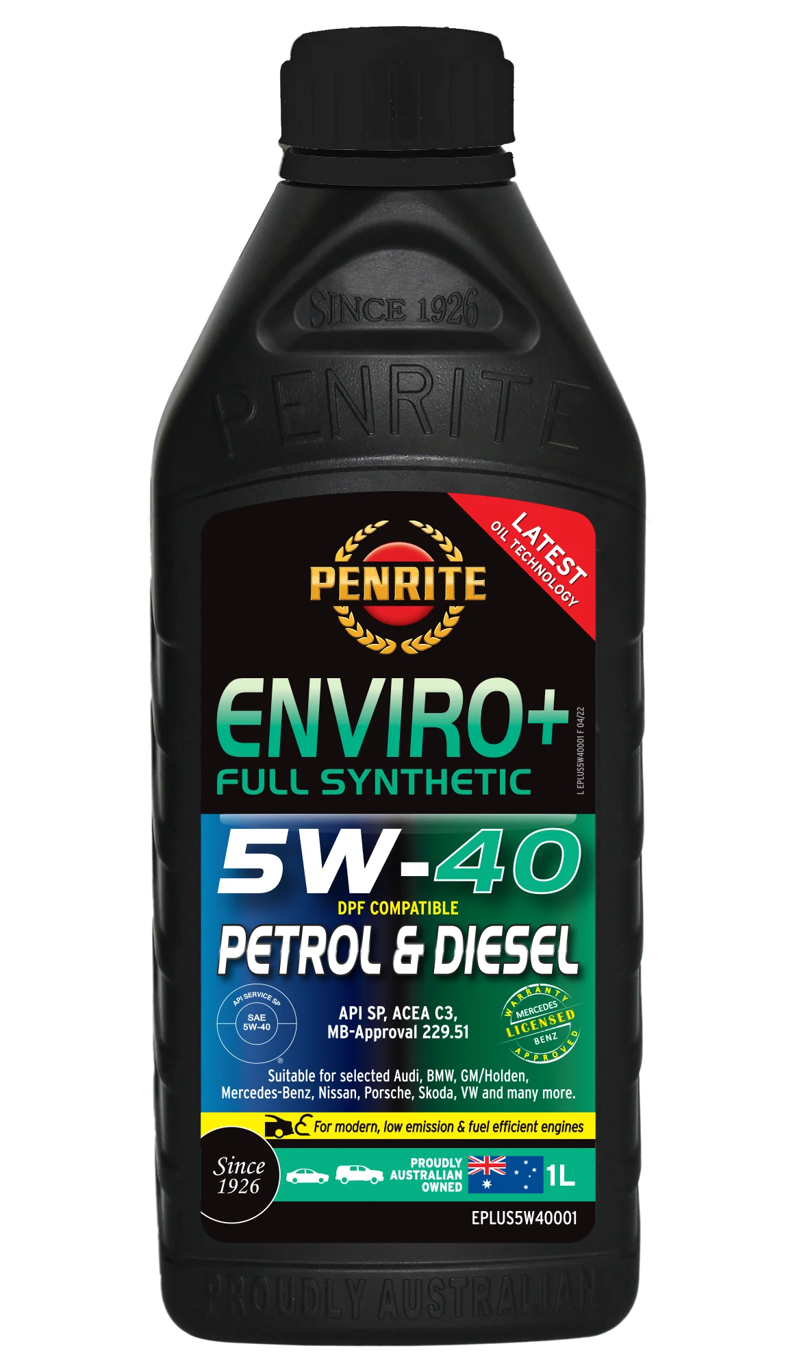 Penrite Enviro+ 5W-40 Engine Oil 1L - EPLUS5W40001
