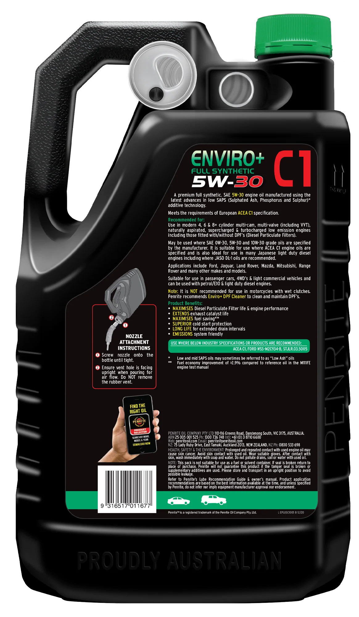 Penrite Enviro+ C1 5W-30 Diesel Engine Oil 5L - EPLUSC1005 - Image 2