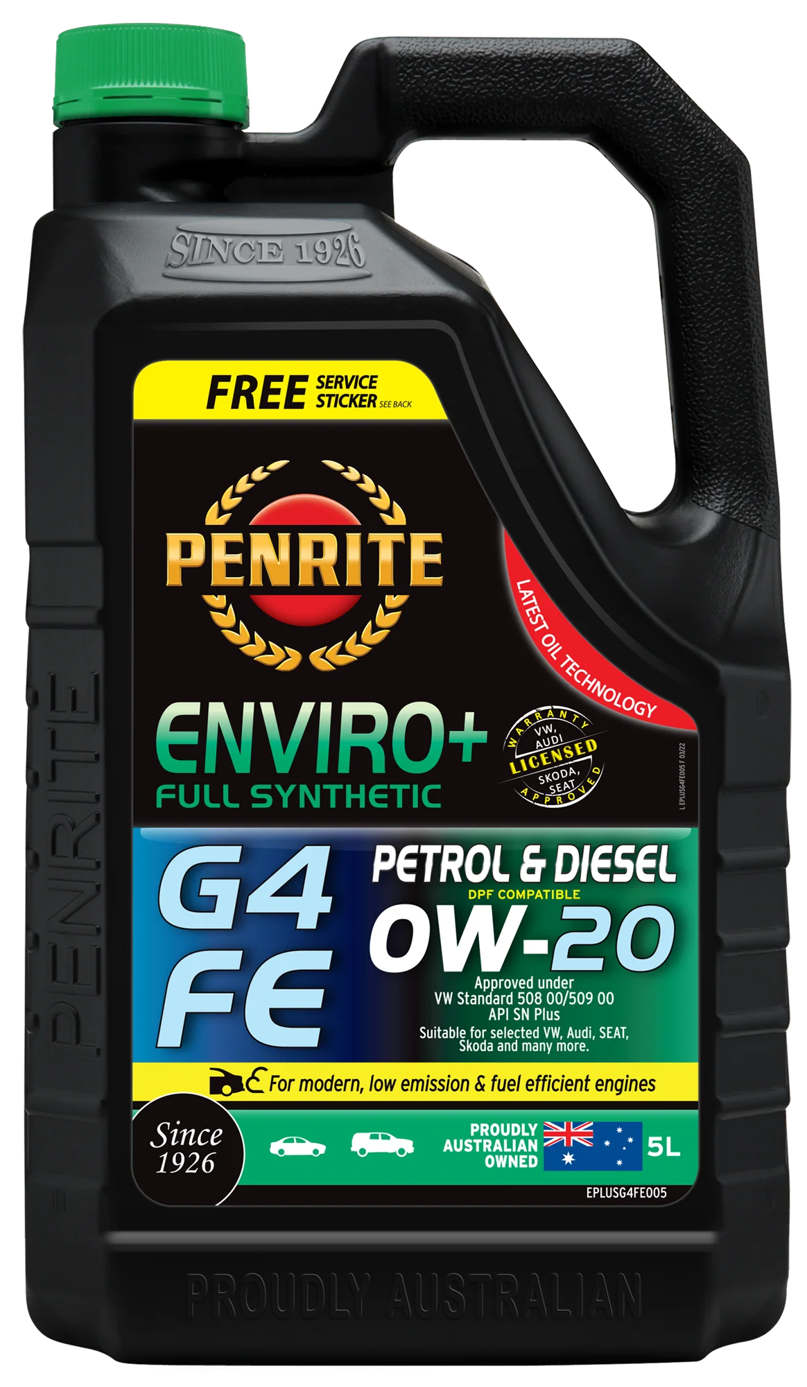 Penrite Enviro+ G4 0W-20 Engine Oil 5L - EPLUSG4FE005