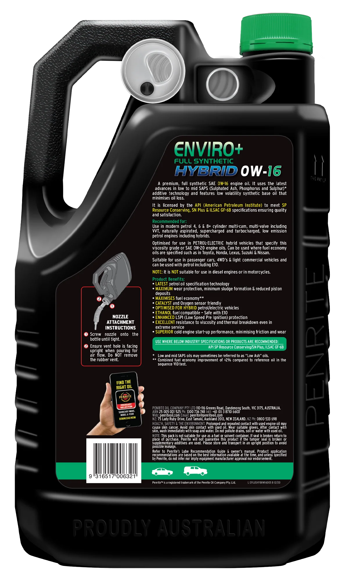 Penrite Enviro+ Hybrid 0W-16 Engine Oil 5L - EPLUSHYB0W16005 - Image 2