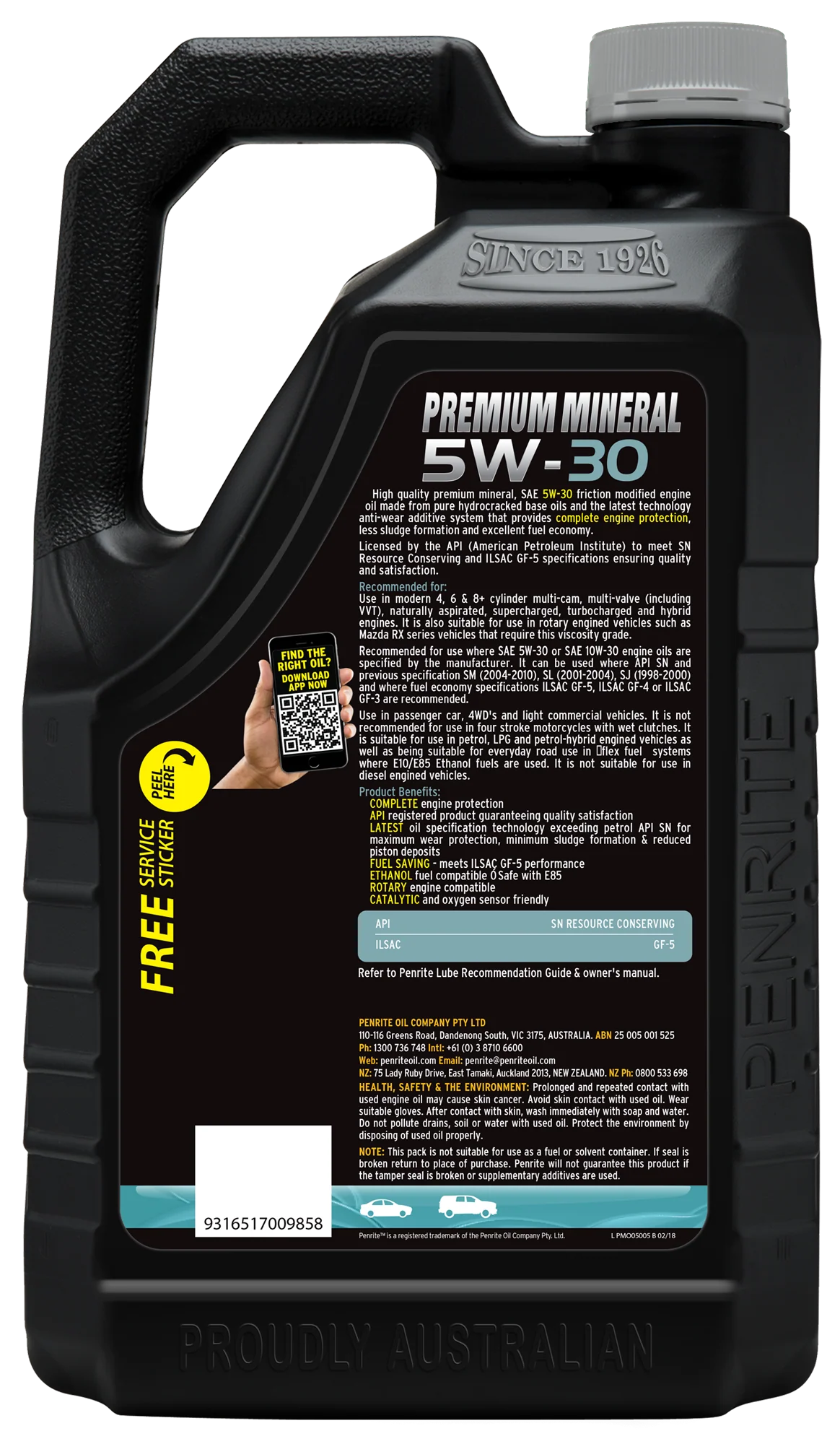 Penrite Everyday 5W-30 Mineral Engine Oil 5L - PMO05005 - Image 2