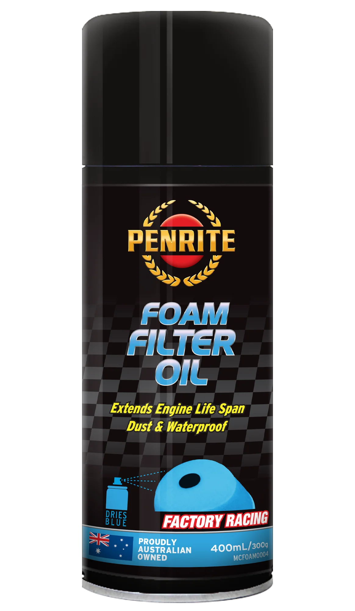 Penrite Foam Filter Oil Aerosol Spray Dust & Water Proof 400ml - MCFOAM0004