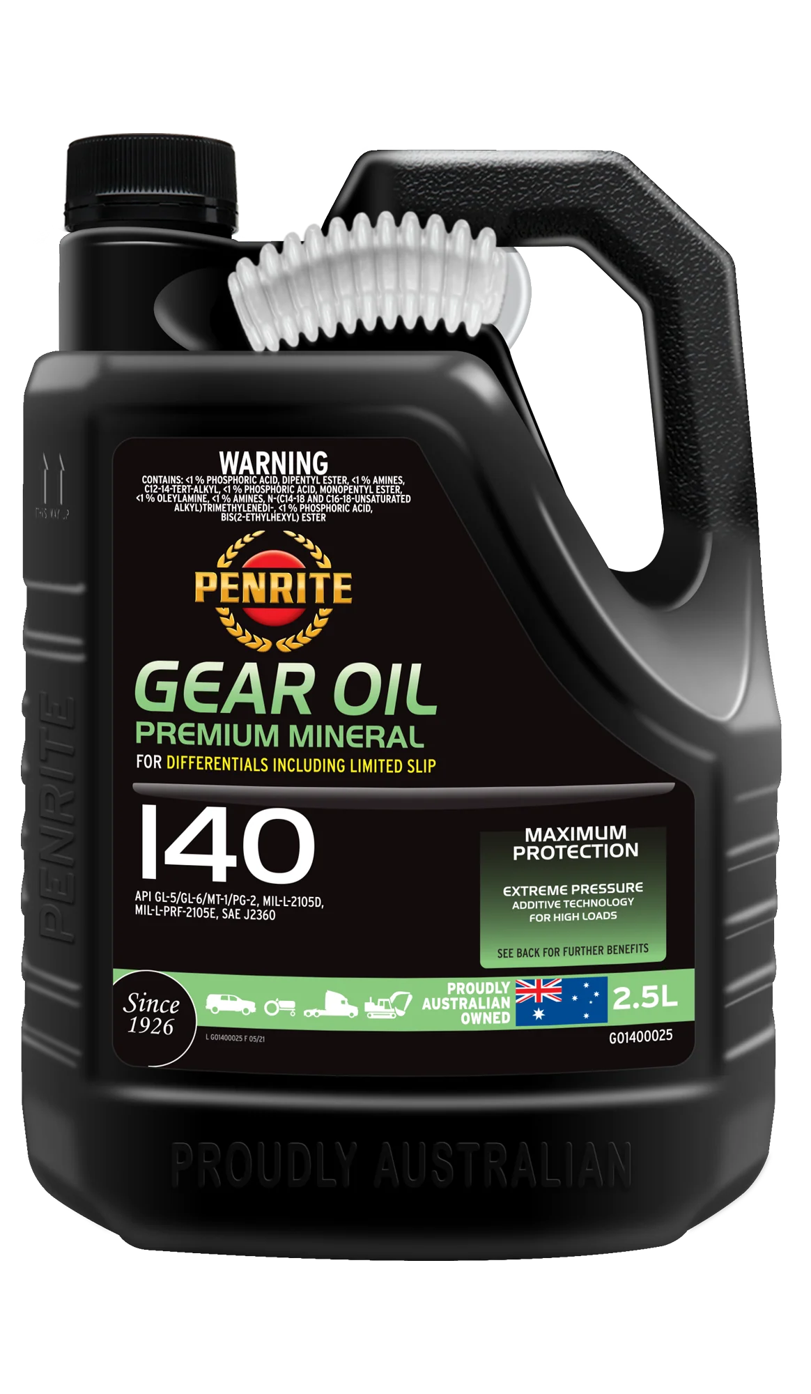 Penrite Gear Oil 140 SAE 140 Mineral Gear & Differential Oil 2.5L - GO1400025