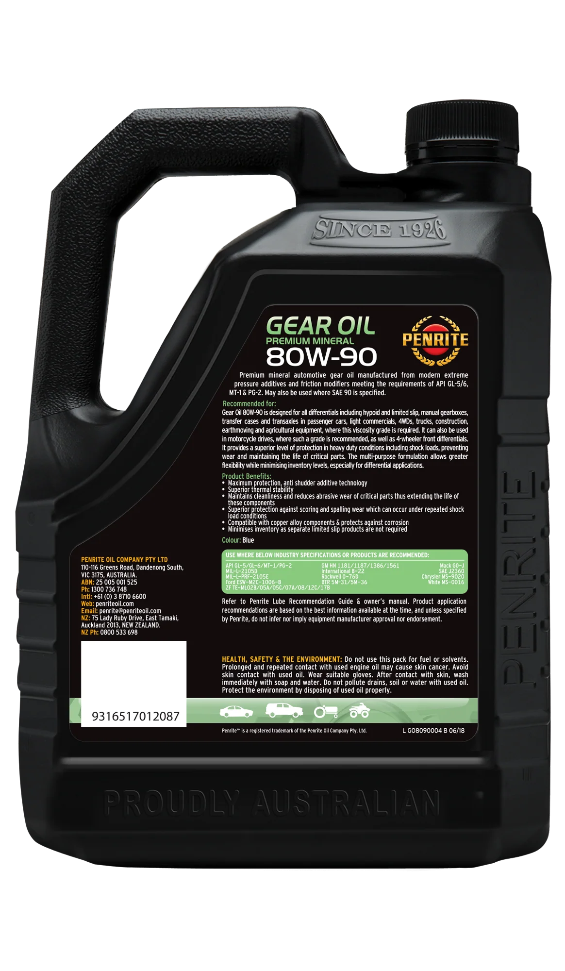 Penrite Gear Oil 80W-90 2.5L - GO80900025 - Image 2