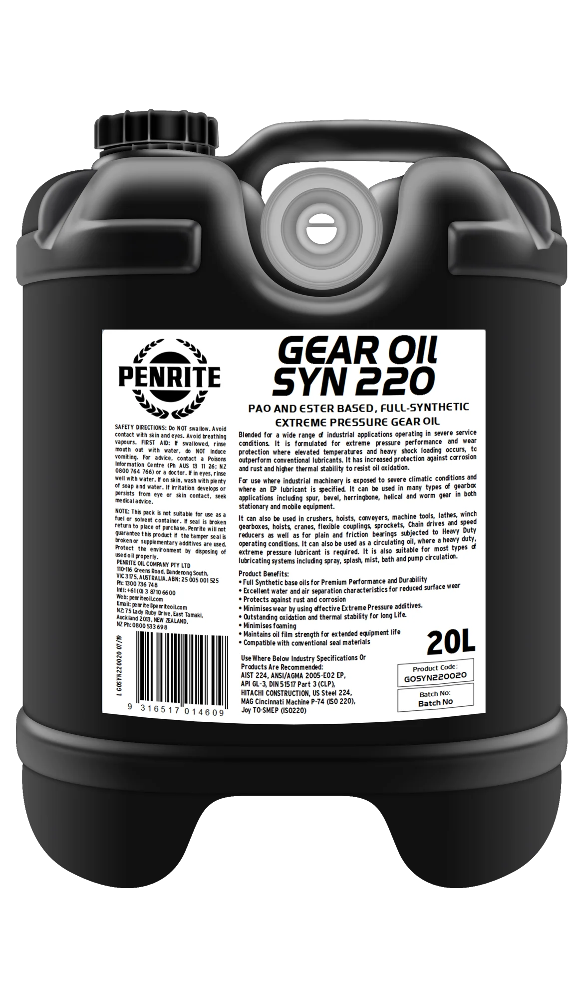 Penrite Gear Oil Synthetic 220 20L - GOSYN220020
