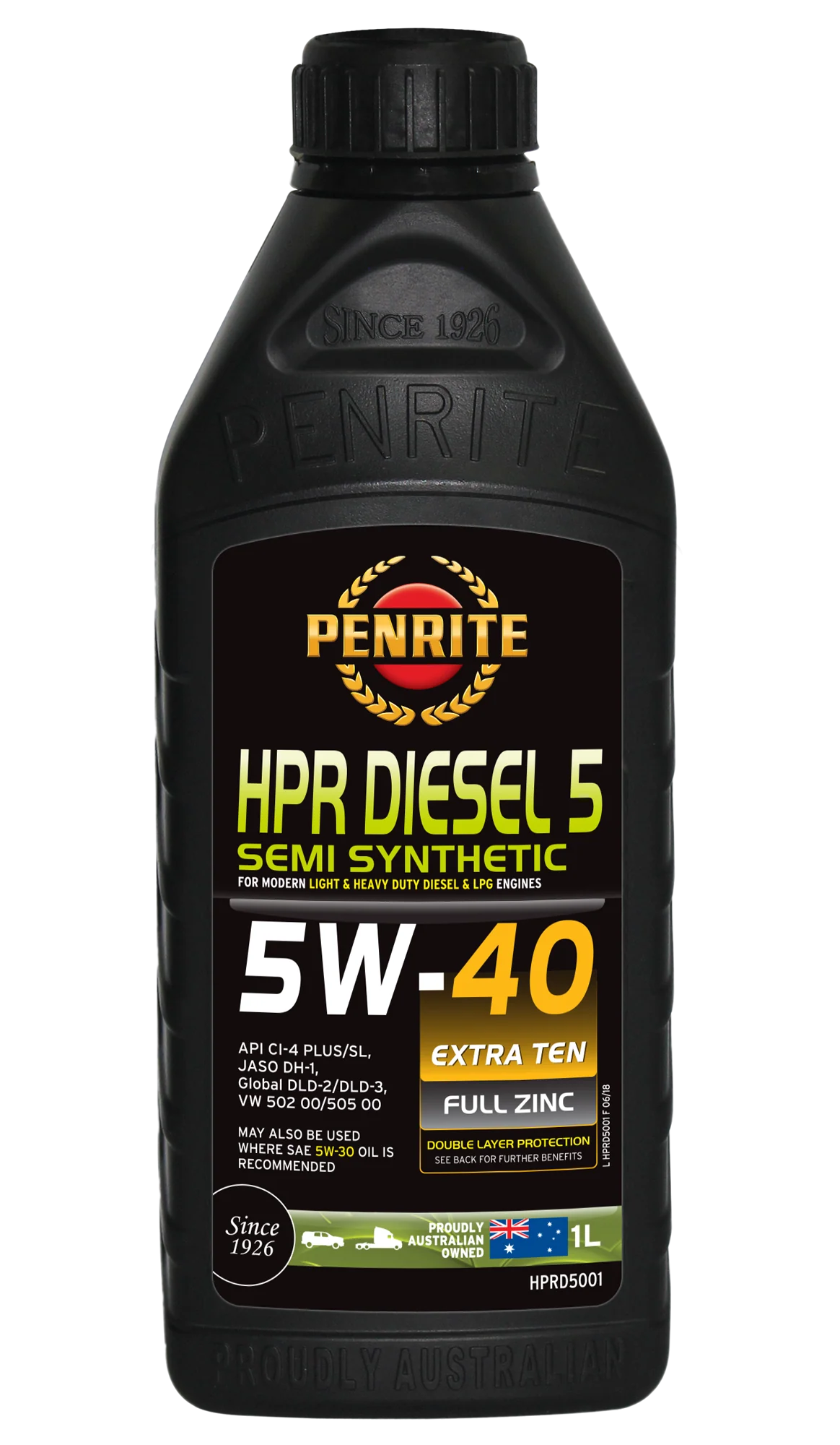 Penrite HPR Diesel 5 SAE 5W-40 Engine Oil 1L - HPRD5001
