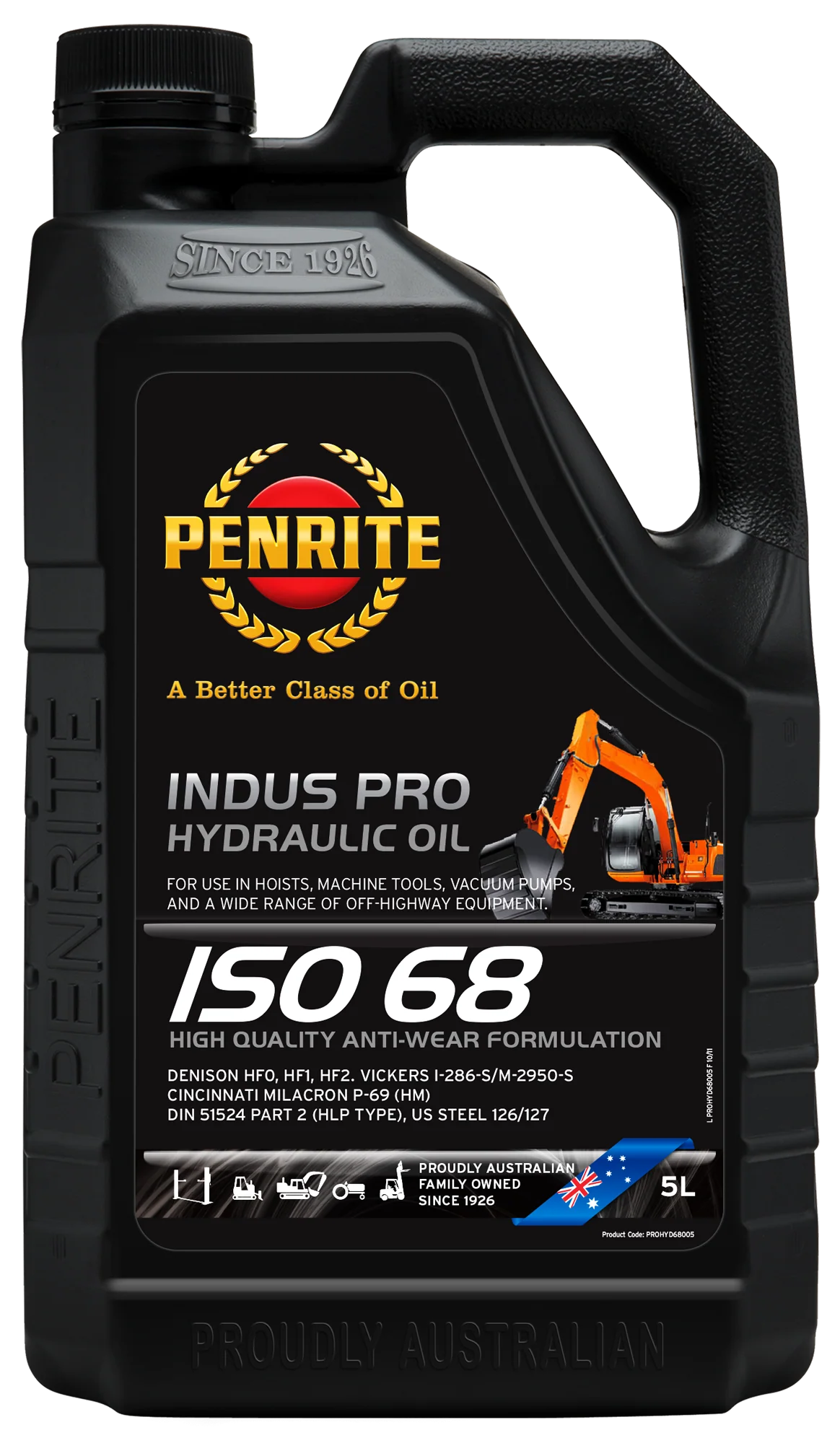 Penrite Indus Pro Hydraulic 68 Hydraulic Oil 5L - PROHYD68005