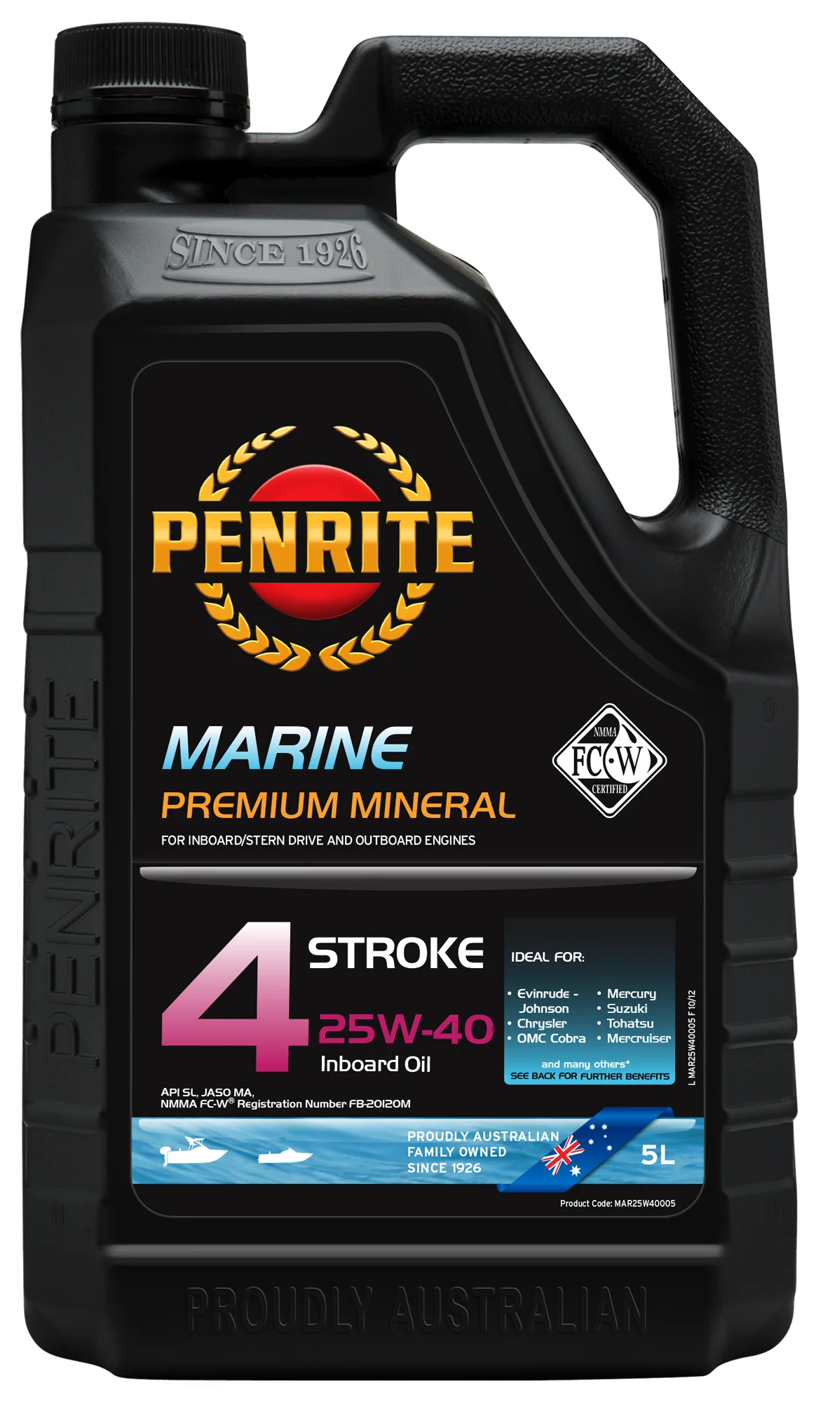 Penrite Marine Inboard 4 Stroke Oil 25W-40 5L - MAR25W40005