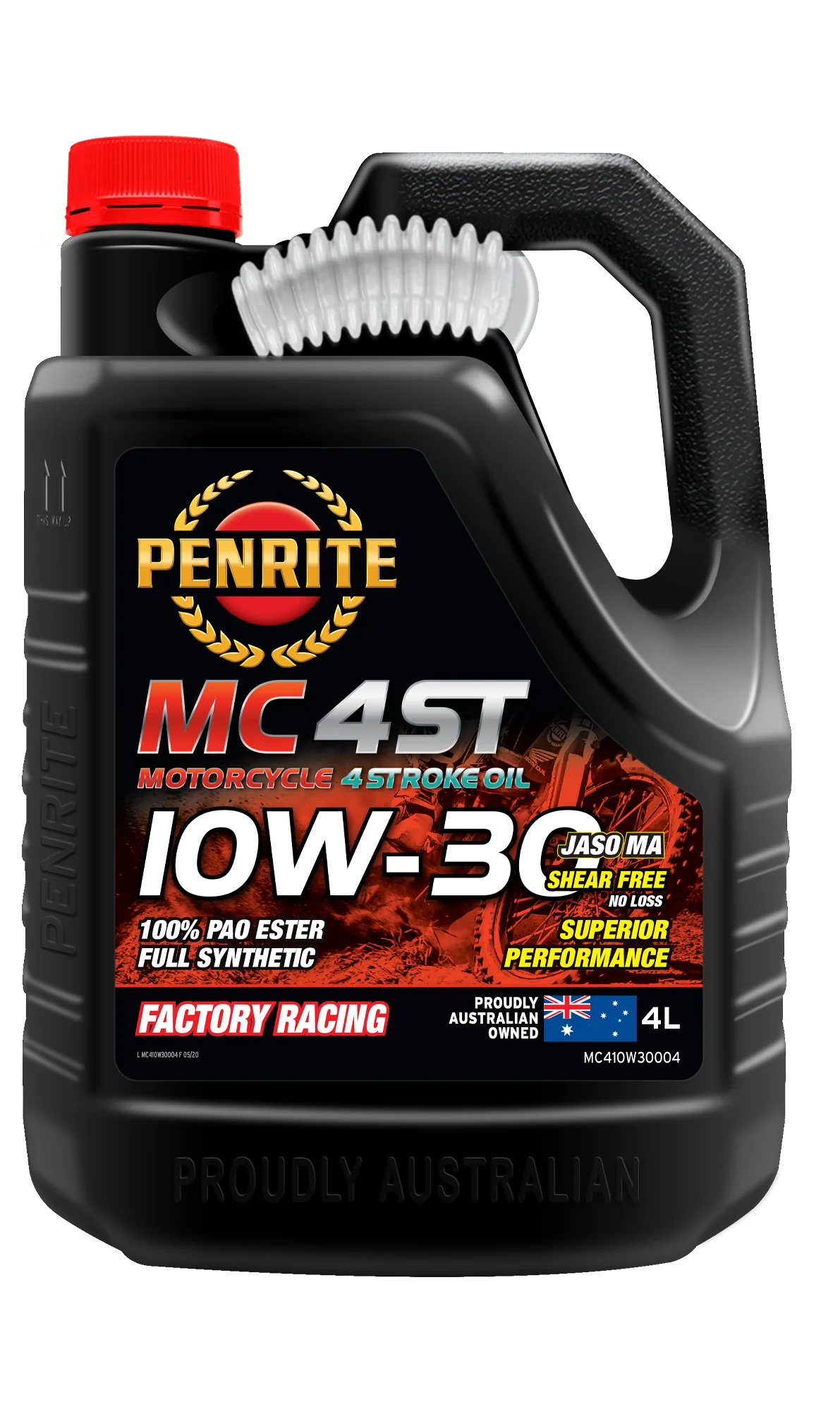 Penrite MC 4ST 4 Stroke Motorcycle Oil 100% PAO & Ester 10W-30 4L - MC410W30004