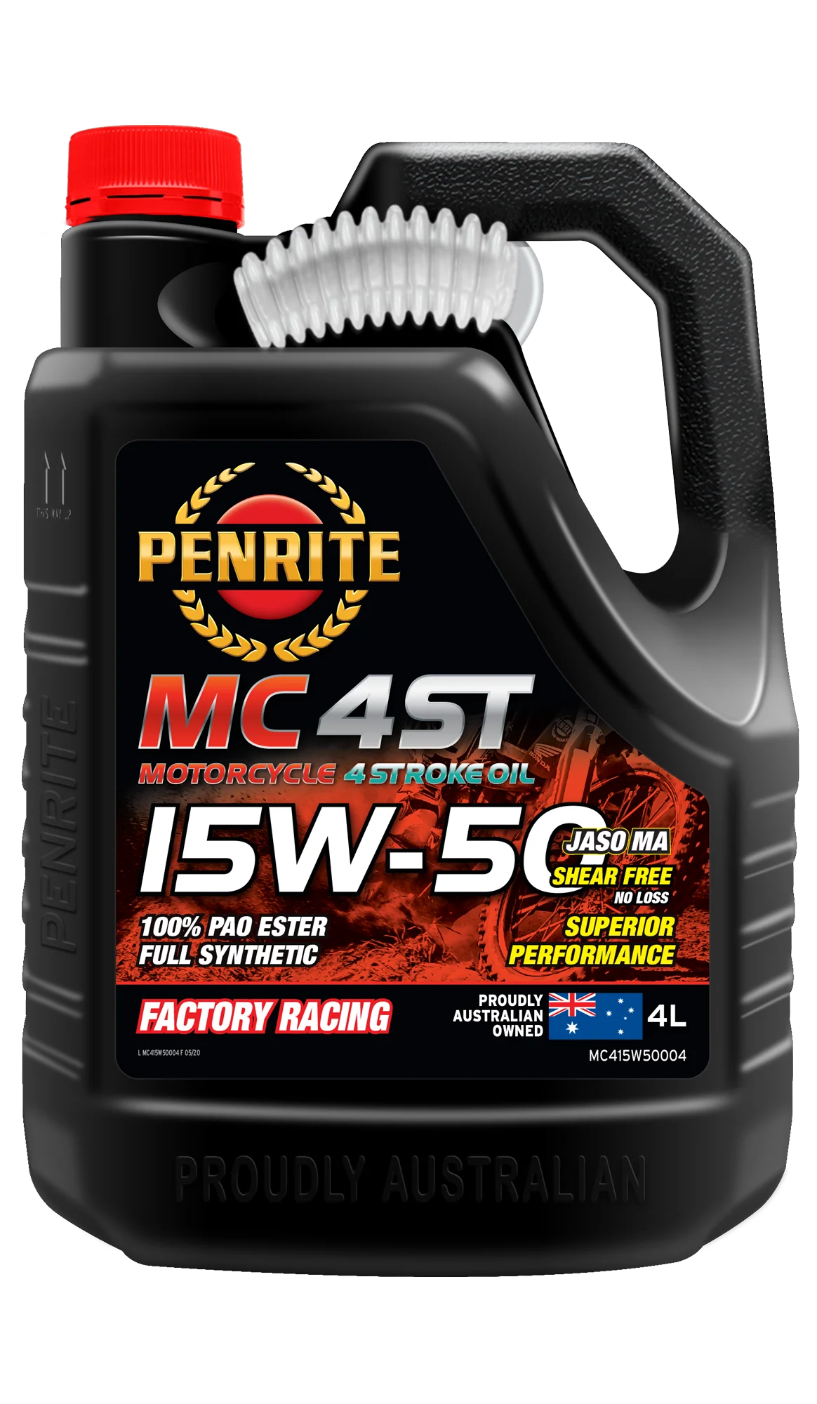 Penrite MC 4ST 4 Stroke Motorcycle Oil 100% PAO & Ester 15W-50 4L - MC415W50004