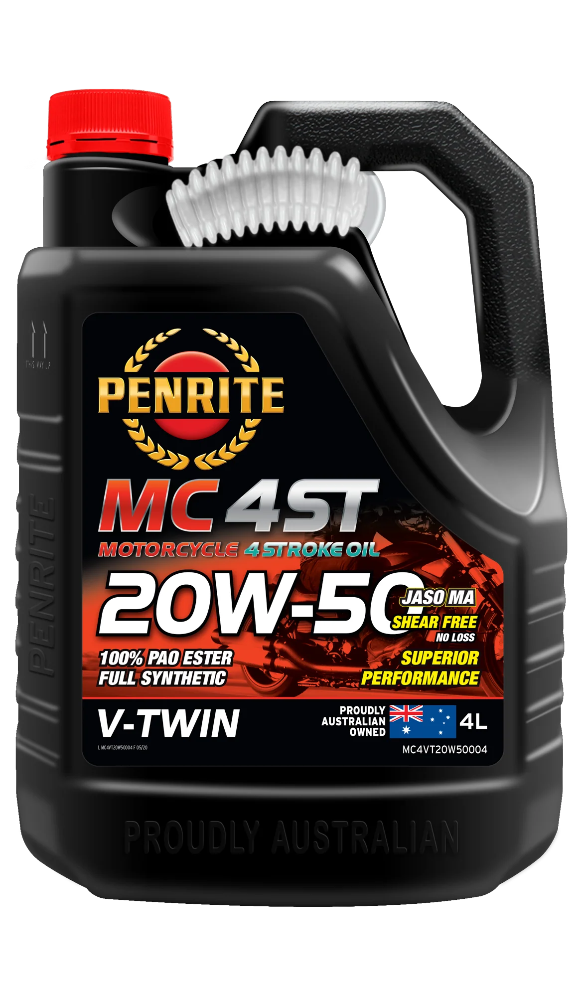 Penrite MC-4ST V Twin 20W-50 100% Pao & Ester 4L - MC4VT20W50004
