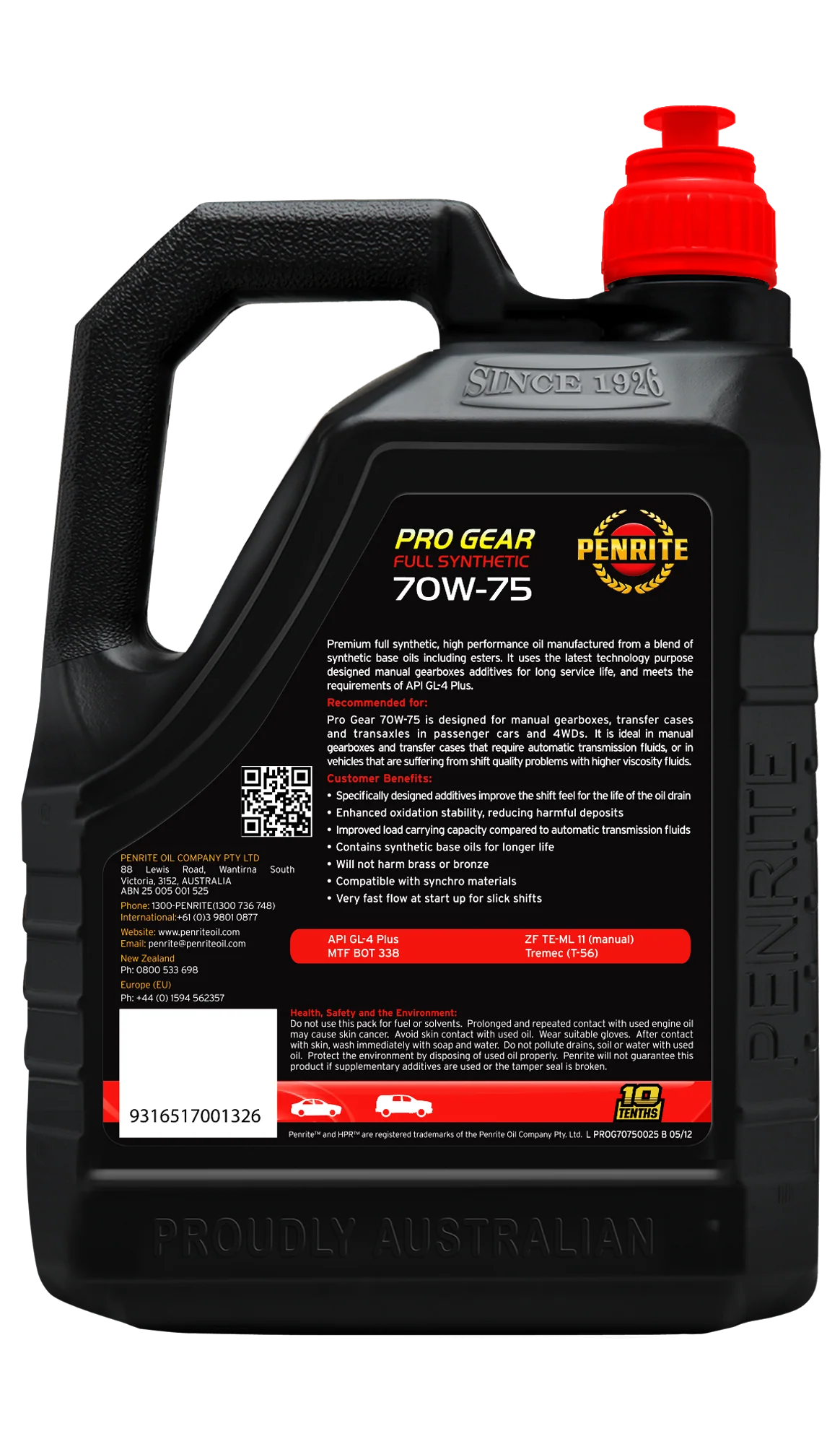 Penrite Pro Gear 70W-75 Gear Oil 2.5L - PROG70750025 - Image 2