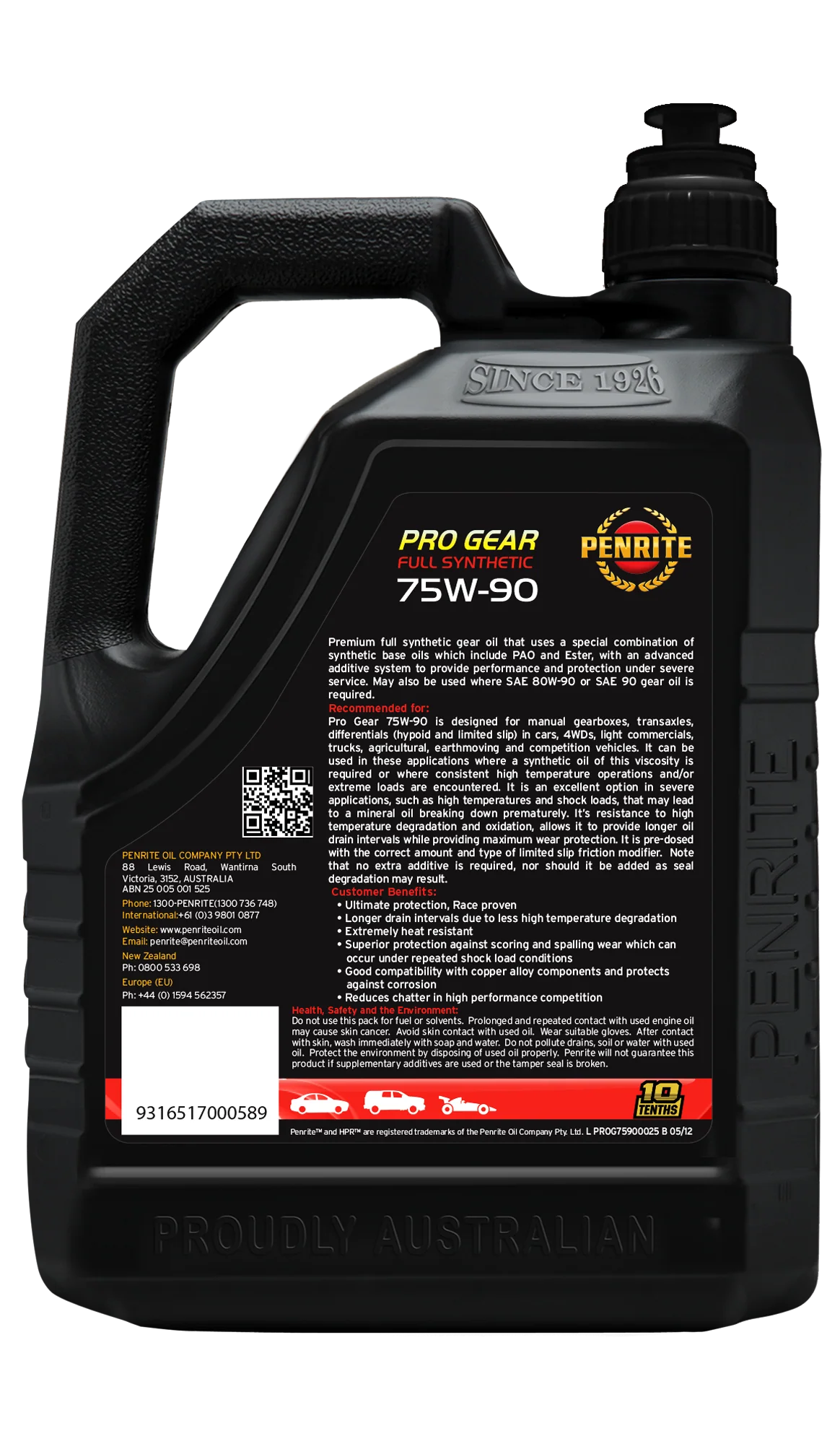 Penrite Pro Gear 75W-90 Gear Oil 2.5L - PROG75900025 - Image 2
