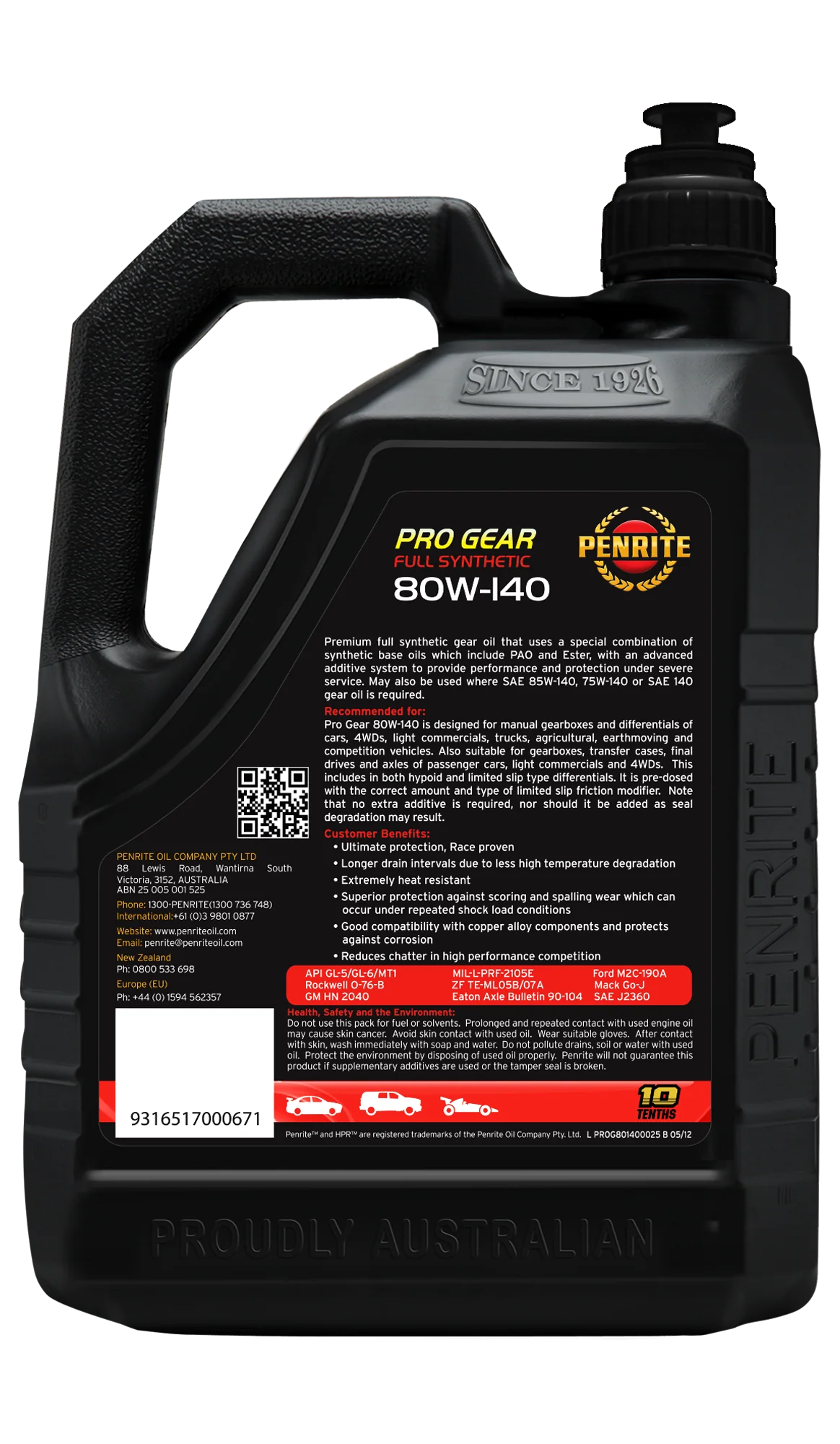 Penrite Pro Gear 80W-140 Gear Oil 2.5L - PROG801400025 - Image 2