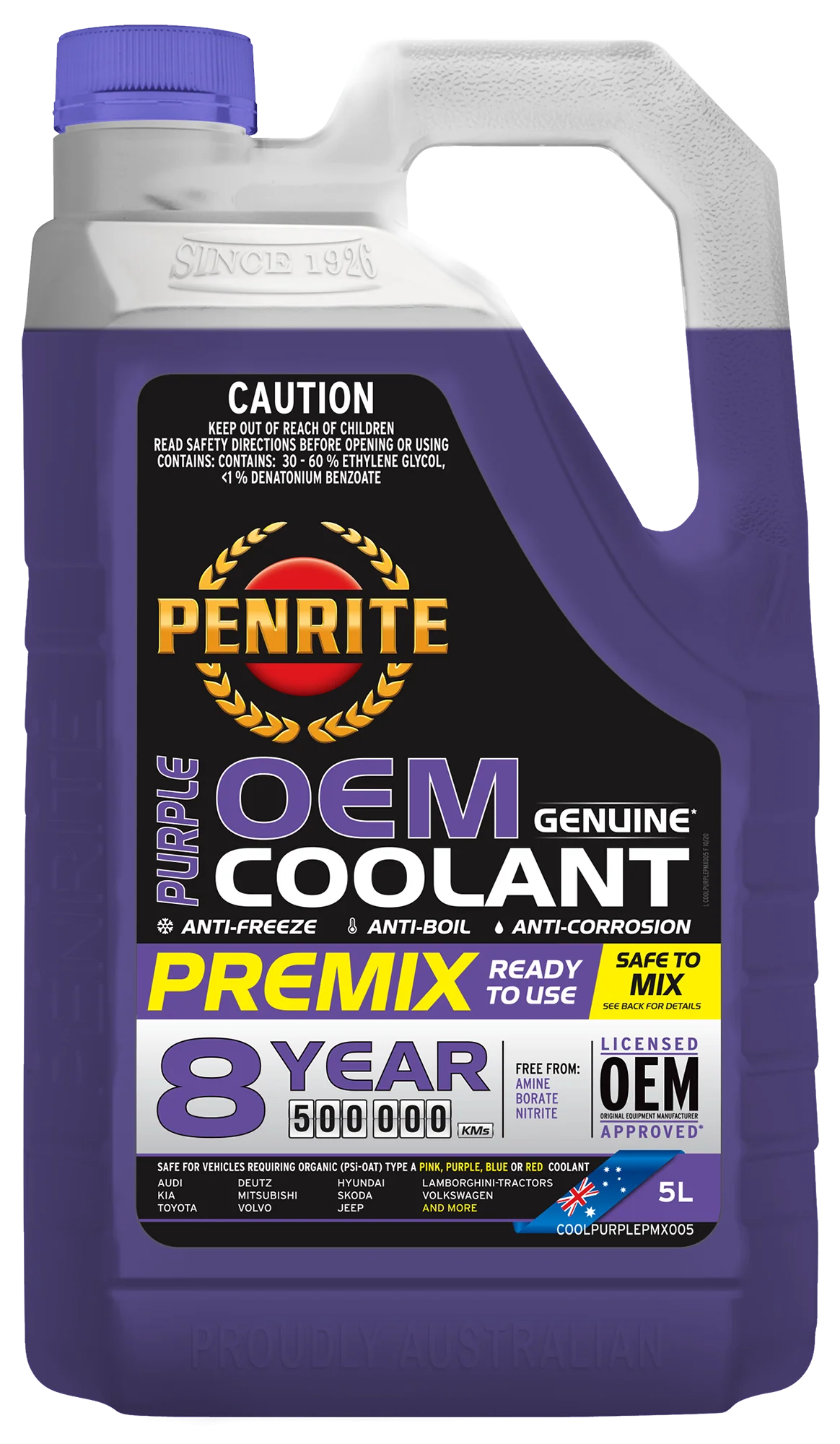 Penrite Purple OEM Genuine Coolant Premix 5L - COOLPURPLEPMX005