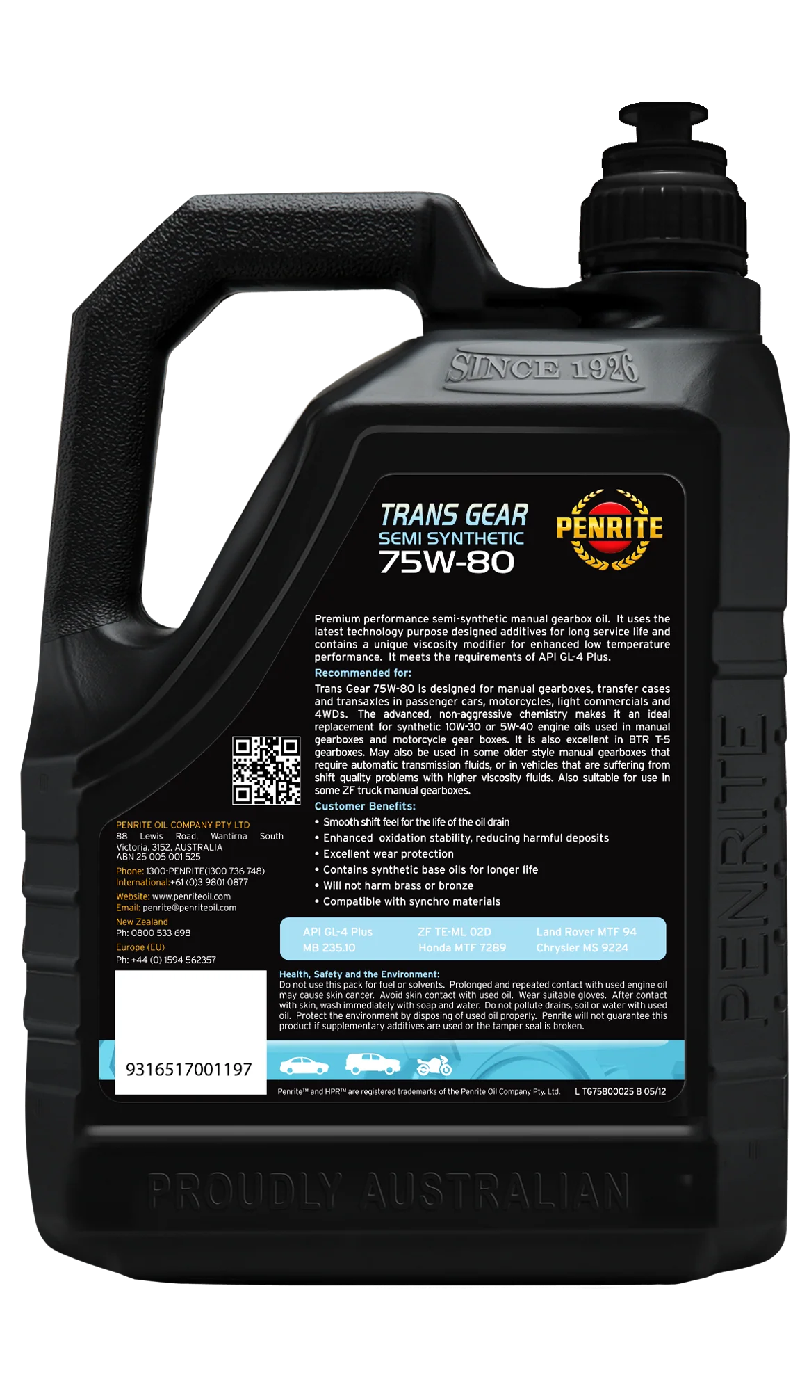 Penrite Trans Gear 75W-80 2.5L - TG75800025 - Image 2