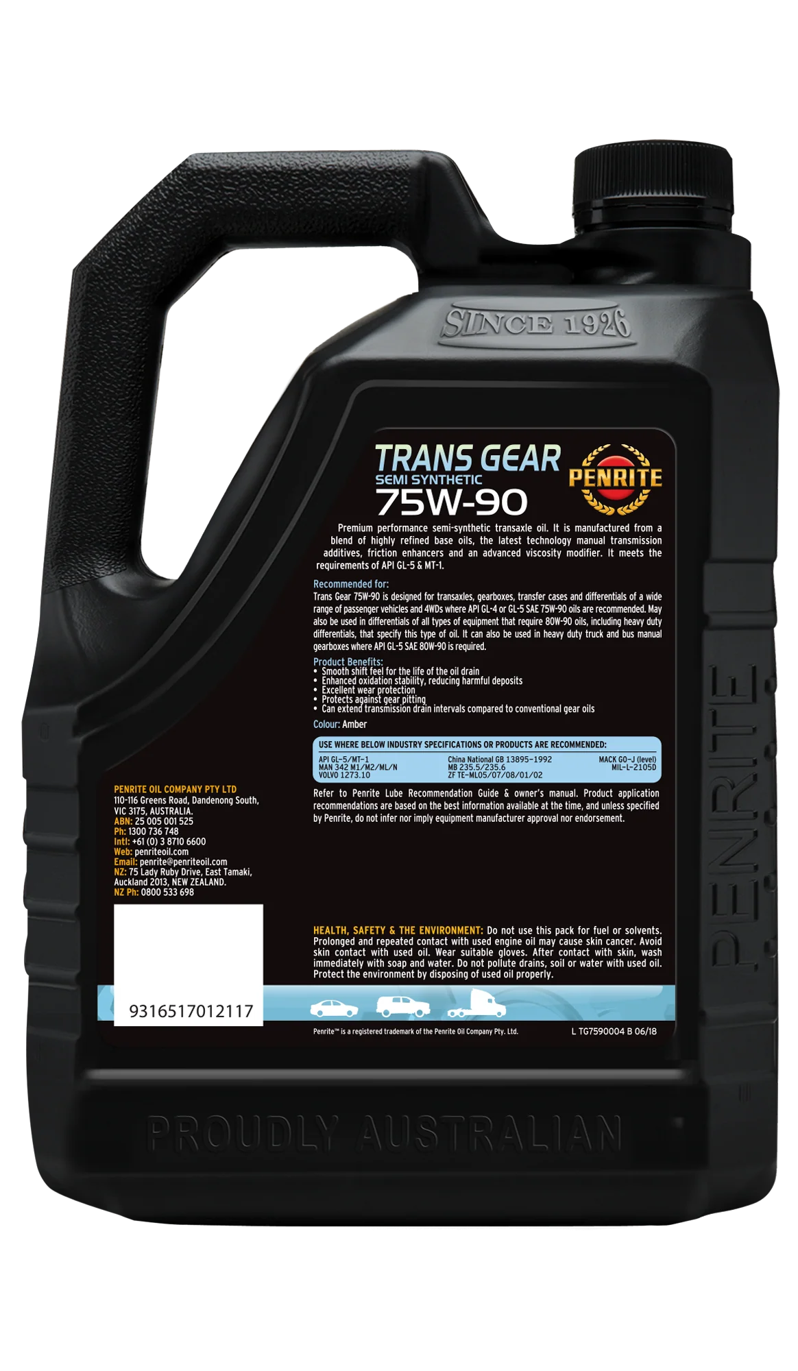 Penrite Trans Gear 75W-90 2.5L - TG75900025 - Image 2